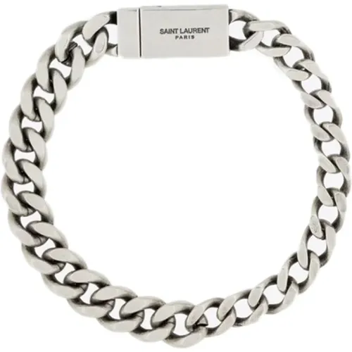 Silver Magnetic Closure Metal Plaque , male, Sizes: M - Saint Laurent - Modalova