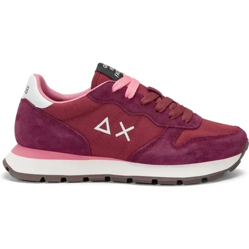 Sneakers, female, , Size: 6 US Casual Sneaker in Bordeaux Leather and Fabric - Sun68 - Modalova