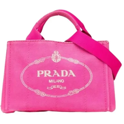 Pre-owned Tote Bags, female, , Size: ONE SIZE Pre-owned Canvas Tote Bag - Prada Vintage - Modalova