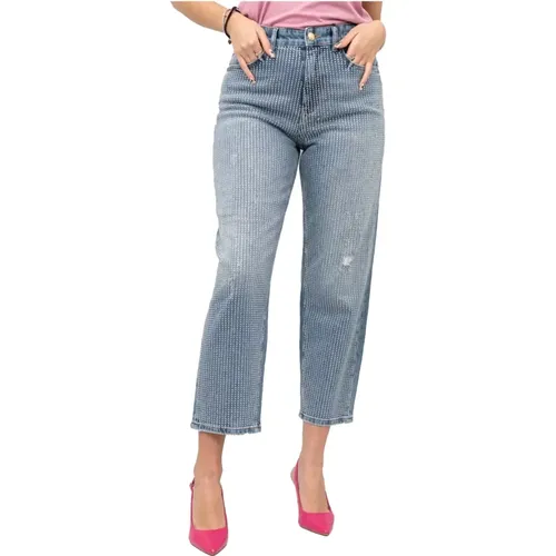 Straight Leg Jeans mit Strass-Details , Damen, Größe: W28 - Just Cavalli - Modalova
