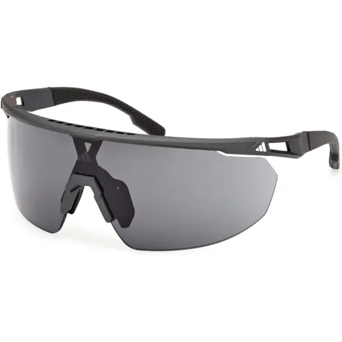 Sunglasses, unisex, , Size: ONE SIZE Matte Black/Grey Sunglasses Sp0095 - Adidas - Modalova