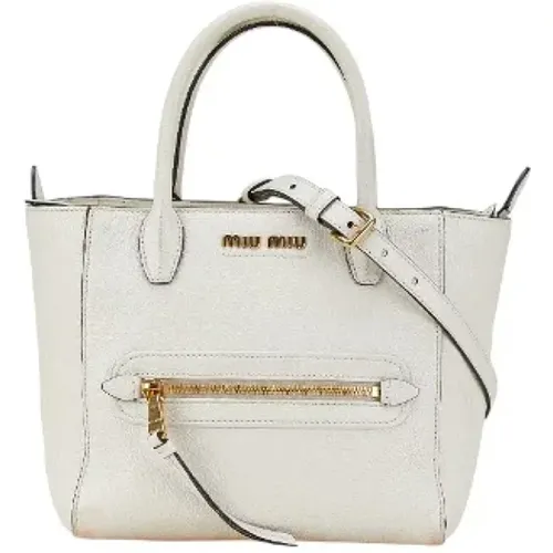 Pre-owned Tote Bags, female, , Size: ONE SIZE Pre-owned Leather handbags - Miu Miu Pre-owned - Modalova