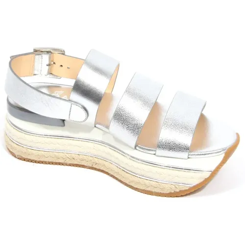 Wedges, female, , Size: 9 US Silver Sandals - Hogan - Modalova