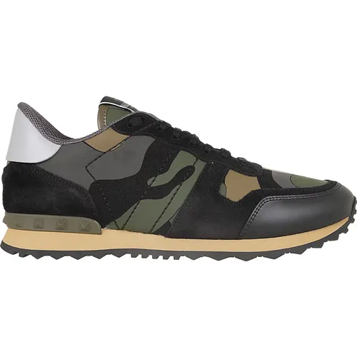 Sneakers, male, , Size: 8 1/2 US Camouflage Rockrunner Sneaker - Valentino Garavani - Modalova