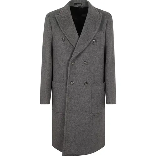 Grey Wool Coat with Pointed Lapels , male, Sizes: M, XL, 2XL - Emporio Armani - Modalova