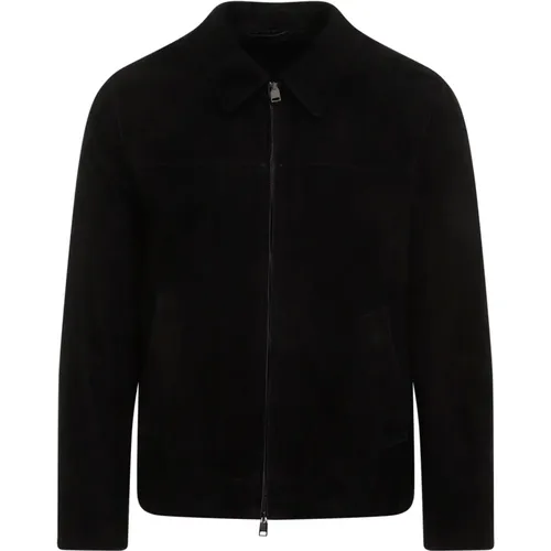 Schwarze Kragen Blouson Jacke - Brioni - Modalova