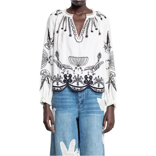 Blouses, female, , Size: S Seasonal Embroidery Blouse with Scalloped Trim - Sea NY - Modalova