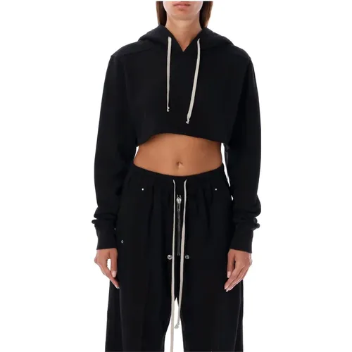 Schwarzer Cropped Hoodie Strickware Aw24 - Rick Owens - Modalova