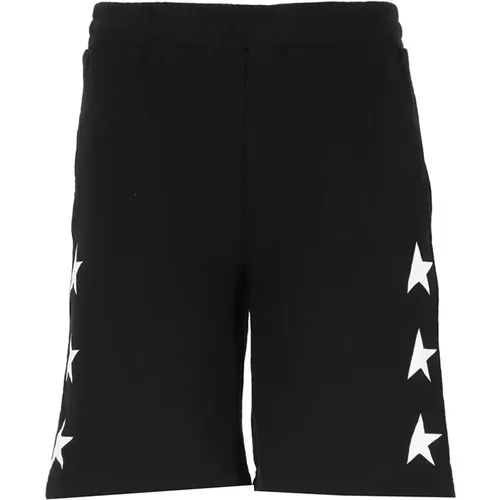 Schwarze Bermuda-Shorts aus Baumwolle mit elastischem Bund , Herren, Größe: M - Golden Goose - Modalova