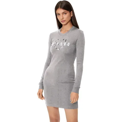 Baumwollkleid mit metallischem Logo , Damen, Größe: L - Love Moschino - Modalova