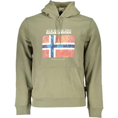 Hooded Cotton Sweatshirt with Logo Print , male, Sizes: XS, L, S, M, 2XL, XL - Napapijri - Modalova