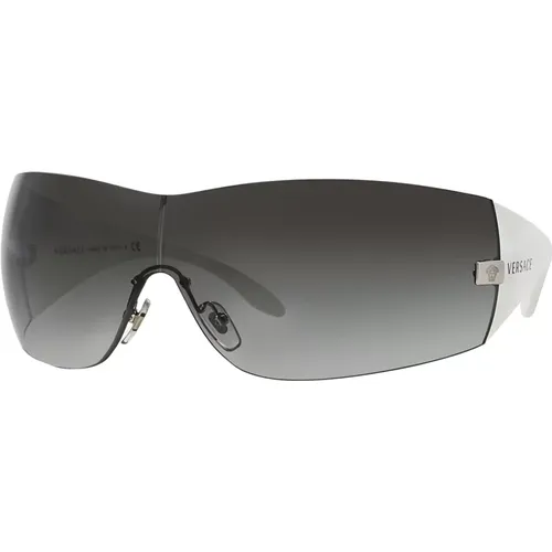White/Grey Shaded Sunglasses,Black Gunmetal/Grey Sunglasses - Versace - Modalova