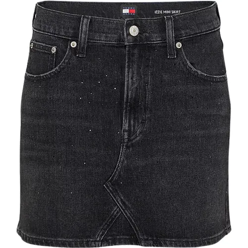 Denim Mini Skirt with Rhinestone Details , female, Sizes: S - Tommy Hilfiger - Modalova