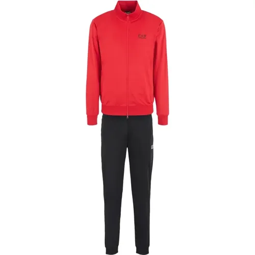 Rotes und Schwarzes Technisches Stoff-Trainingsanzug , Herren, Größe: XL - Emporio Armani EA7 - Modalova