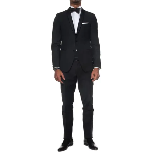 Single Breasted Suits, male, , Size: M Slim Fit Tuxedo with Shawled Collar - Paoloni - Modalova