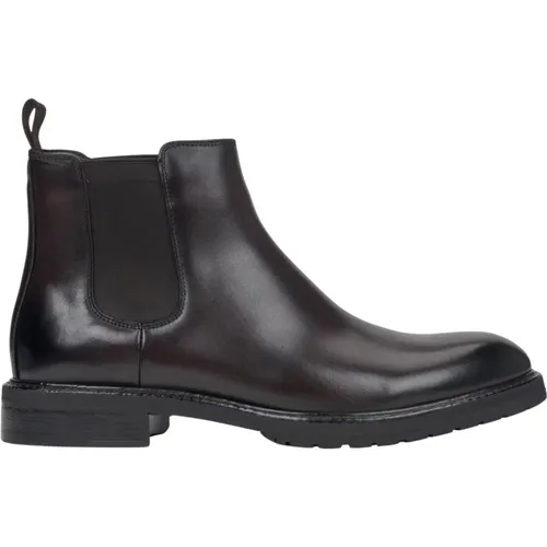 Chelsea Boots, male, , Size: 11 US Men's Dark Classic Chelsea Boots made of Genuine Leather Er00116139 - Estro - Modalova