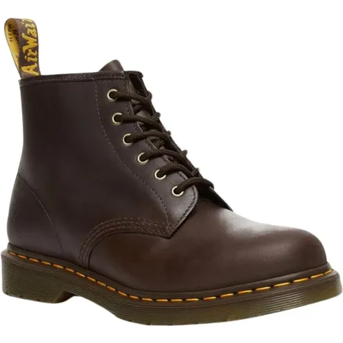 Braune Leder Schnürstiefel , Herren, Größe: 44 EU - Dr. Martens - Modalova