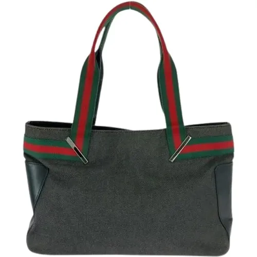 Pre-owned Tote Bags, male, , Size: ONE SIZE Pre-owned Sherry Line Canvas 2way Tote Bag - Gucci Vintage - Modalova
