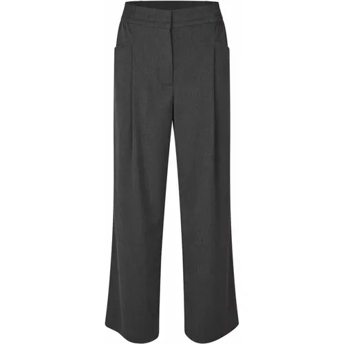 Elegant Wide Leg Trousers Grey Melange , female, Sizes: XL, L, M, S, 2XL - Masai - Modalova