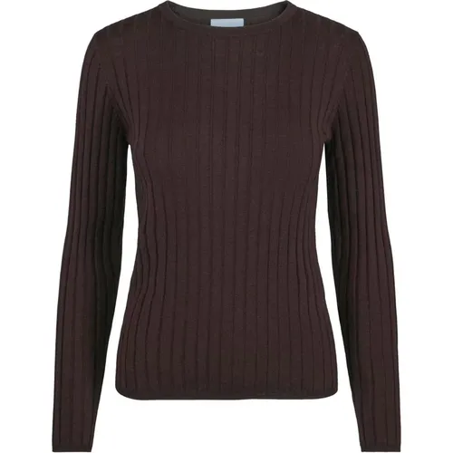 Round-neck Knitwear, female, , Size: M Classic Ribbed Sweater in Espresso - One & Other - Modalova