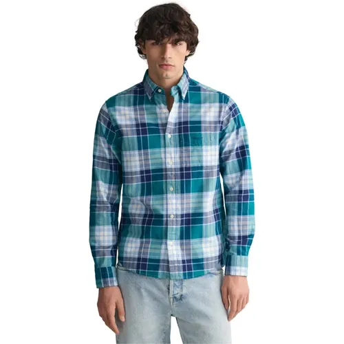 Checkered Oxford Shirt Regular Fit , male, Sizes: 2XL, 3XL, 5XL, XL, L, M, 4XL - Gant - Modalova