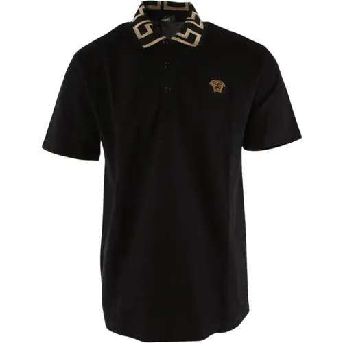 Polo Shirts, male, , Size: XL Cotton Polo Shirt - Versace - Modalova