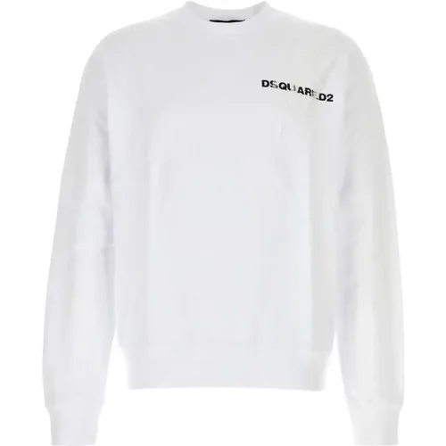 Weiße Baumwoll-Sweatshirt , Herren, Größe: L - Dsquared2 - Modalova