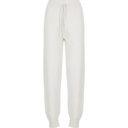 Sweatpants, female, , Size: XS Ivory Wool Pants Elastic Waist Drawstrings - Fabiana Filippi - Modalova