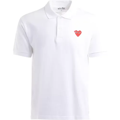 Polo Shirts, male, , Size: M Polo Shirt with Red Heart Logo - Comme des Garçons Play - Modalova