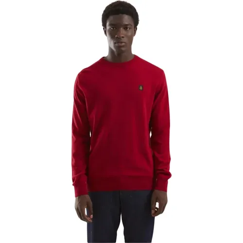 Roter Virgin Wool Sweater mit Logo , Herren, Größe: S - RefrigiWear - Modalova