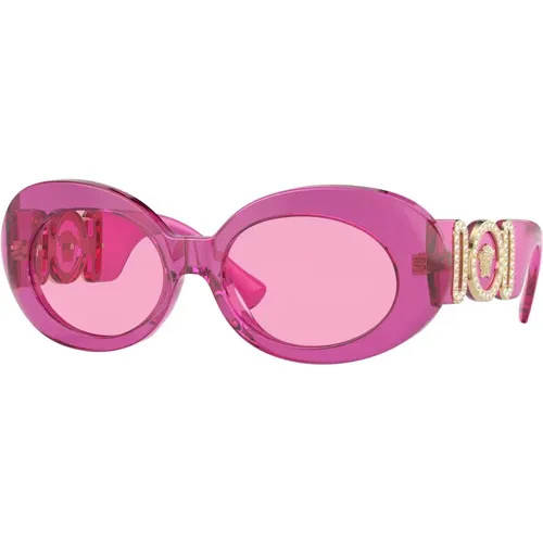 Transparent Fuchsia Sunglasses , female, Sizes: 54 MM - Versace - Modalova
