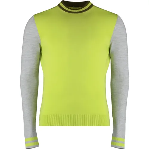 Round-neck Knitwear, male, , Size: 4XL Ribbed knit crew-neck wool pullover - Malo - Modalova