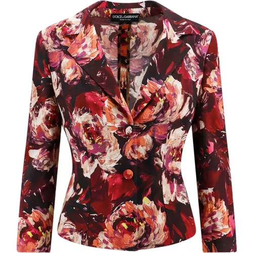 Peonie Flower Print Blazer , female, Sizes: XS, L, S, M - Dolce & Gabbana - Modalova