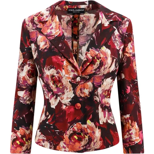 Peonie Flower Print Blazer , female, Sizes: XS, S, M - Dolce & Gabbana - Modalova