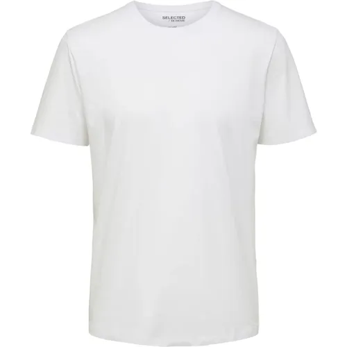 Weiße Baumwoll-T-Shirt - Selected Homme - Modalova