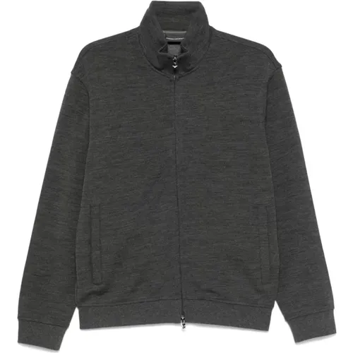 Grauer Pullover mit Reißverschluss , Herren, Größe: 2XL - Emporio Armani - Modalova