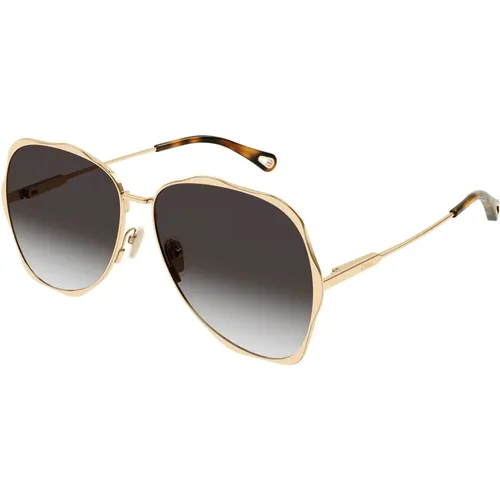 Gold/Grey Shaded Sonnenbrillen , Damen, Größe: 60 MM - Chloé - Modalova