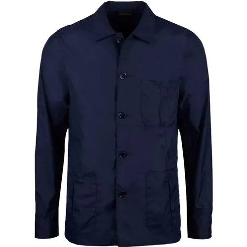 Nylon Overshirt Navy Leicht Stilvoll , Herren, Größe: L - Stenströms - Modalova