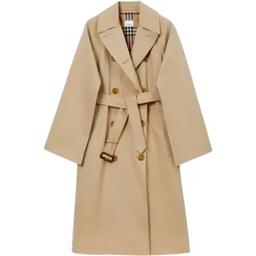 Check-Pattern Cotton Trench Coat , female, Sizes: XS, 2XS - Burberry - Modalova