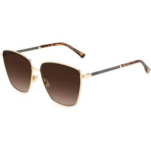 Goldene Metallsonnenbrille mit braunen Gläsern - Jimmy Choo - Modalova