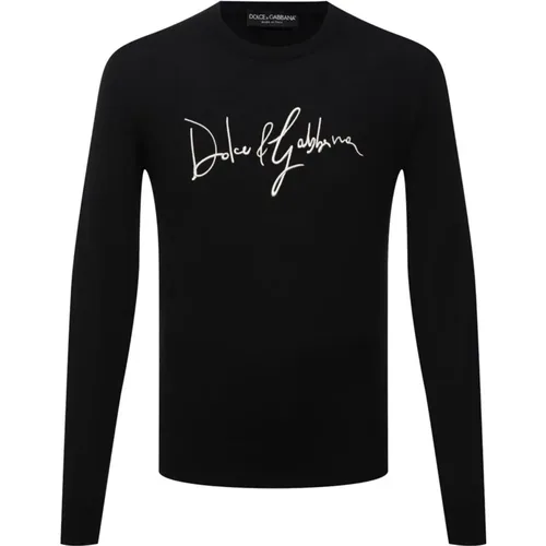 Logo Embroidered Wool Sweater , male, Sizes: XL - Dolce & Gabbana - Modalova