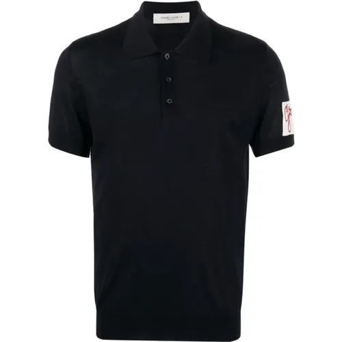 Schwarzes Woll-Poloshirt mit Knopfleiste , Herren, Größe: M - Golden Goose - Modalova