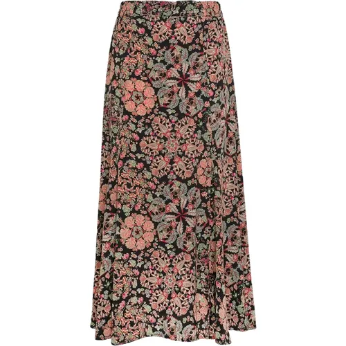 Printed Silk Crepe Skirt , female, Sizes: S - Momoni - Modalova