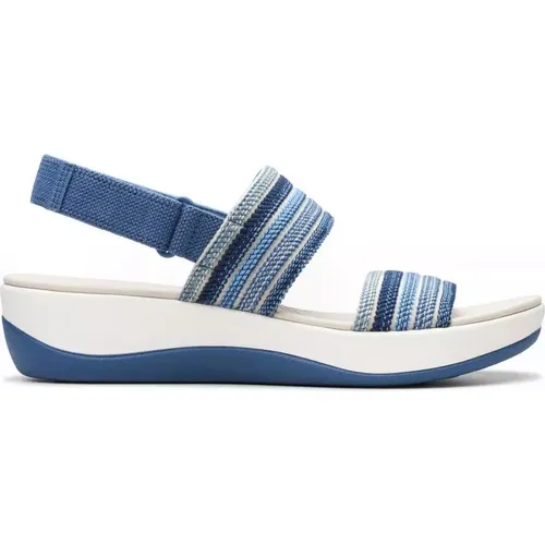 Blaue Flache Sandalen für Frauen , Damen, Größe: 39 1/2 EU - Clarks - Modalova