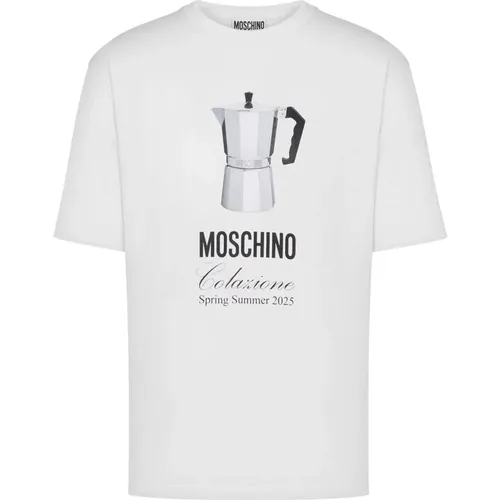 T-Shirts, male, , Size: XL Crew Neck T-shirt with Logo - Moschino - Modalova