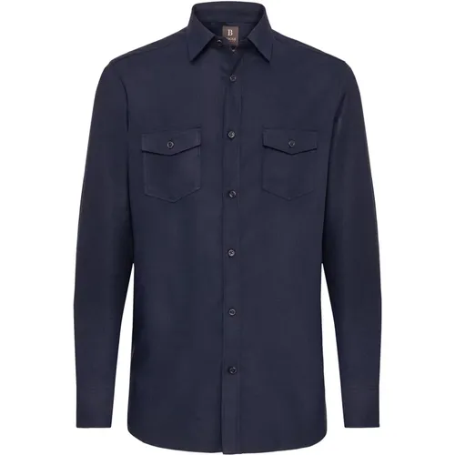 Regular Fit Tencel-Mischflanellhemd , Herren, Größe: M - Boggi Milano - Modalova