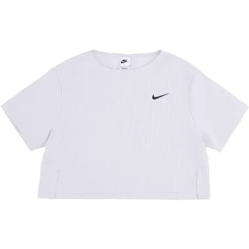 Rib Jersey Top in Photon Dust , Damen, Größe: L - Nike - Modalova