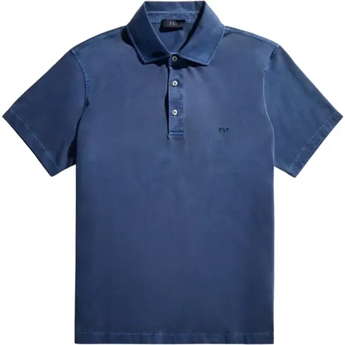 Frosted Embroidered Polo Jersey with Pocket , male, Sizes: S, XL, M - Fay - Modalova