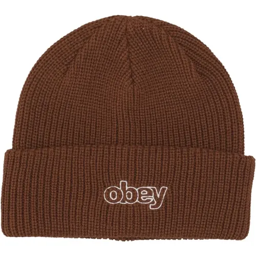 Beanies, male, , Size: ONE SIZE Throwback Beanie Sepia Hat - Obey - Modalova