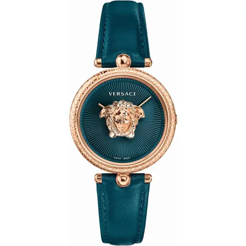 Watches, female, , Size: ONE SIZE Palazzo Green Leather Watch - Versace - Modalova